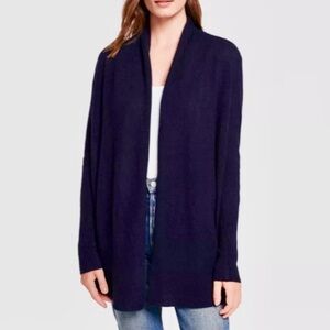 White + Warren Purple Cashmere Trapeze Cardigan